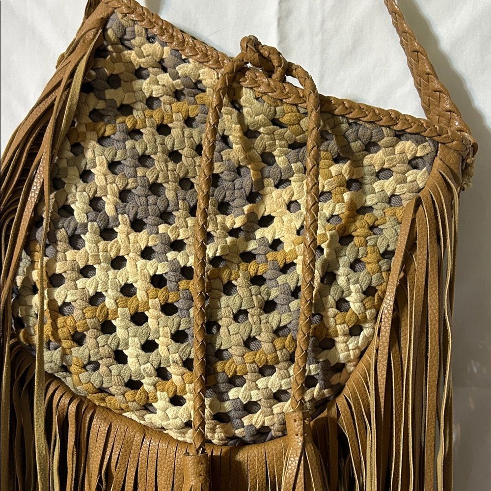Target Crossbody Bag Woven Fringe Boho Western Bohemian Hippie Tan Festival